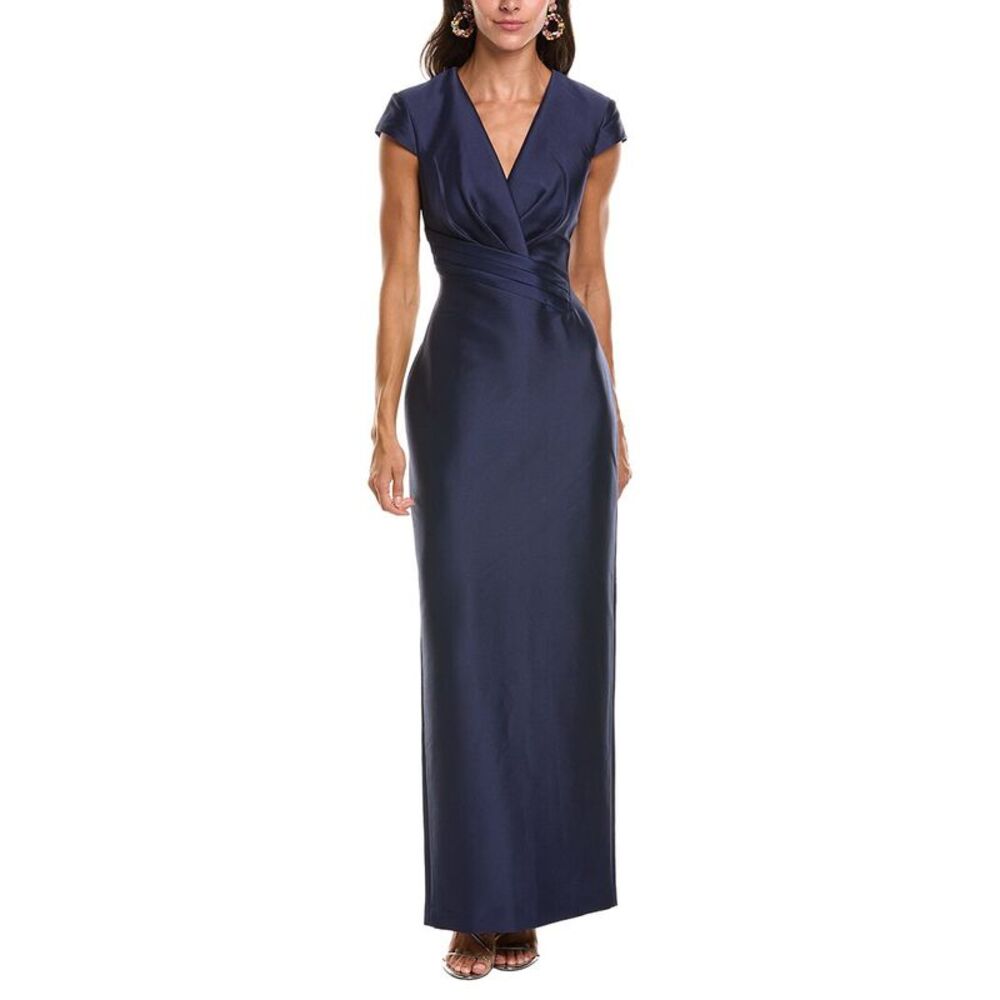 Badgley Mischka Womens Cap Sleeve Gown, Blue